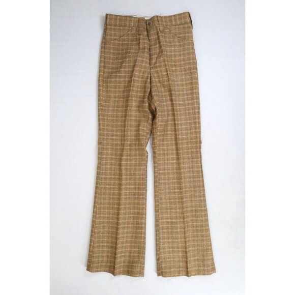 Lot 2‎ New Vintage Flare Leg Pants Boys Sz 16 26x28 Deadstock 70s USA Made Plaid - Picture 2 of 10